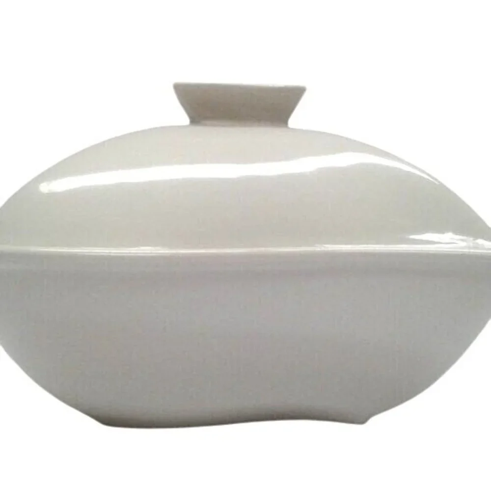 Godinger Siena White Ceramic 1 quart Covered Serving Dish Lid Casserole Chafing